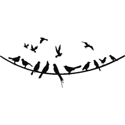 15.4cm*6.2cm Birds On Wire Animal Motorcycle Car Sticker Vinyl Black/Silver S3-6388