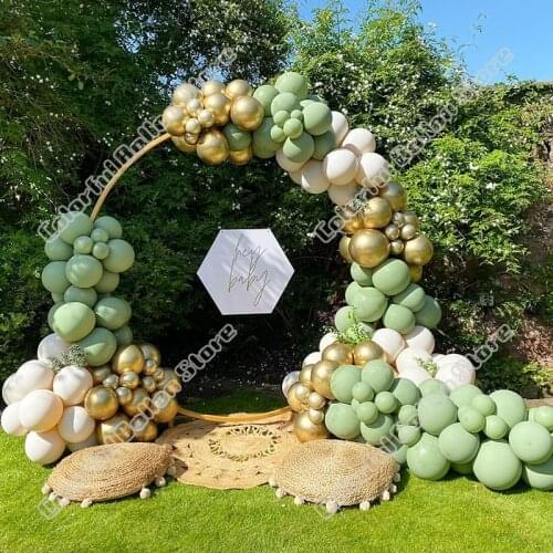 155pcs Birthday Party Wedding Avocado Green Latex Balloon Arch Kit Double Cream Peach Balloon Garland Baby Shower Decoration