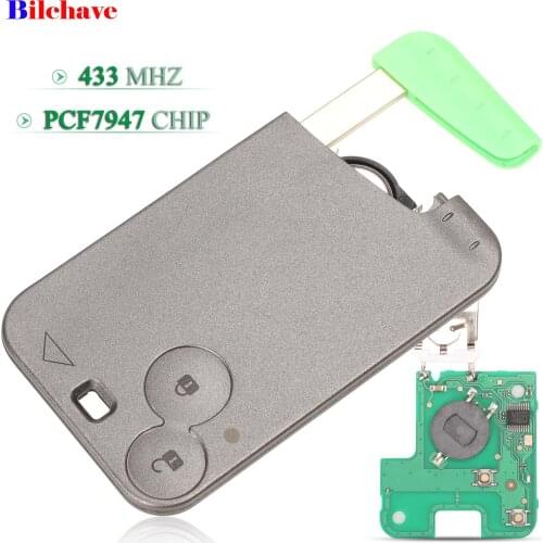 Bilchave 2 Buttons 433Mhz Remote Car Key PCF7947 Chip Fob For Renault Laguna Espace 2001-2006 Smart Key Replacement
