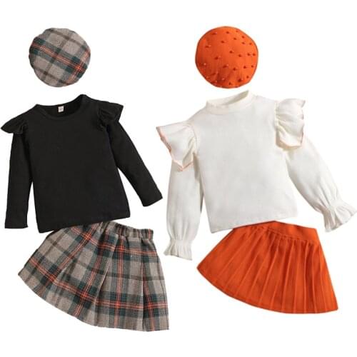 Baby girls clothes Europe and America Korean winter clothing 1-5 year female baby plus velvet sweater pleated skirt fashion 3pcs