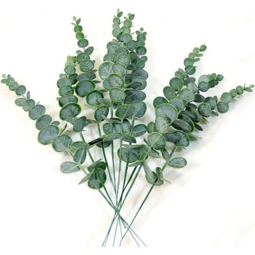 30Pcs Plastic Eucalyptus Leaves Fake Plants Material Wedding Flower Wall Home Decoration Greenery Simualtion Branch