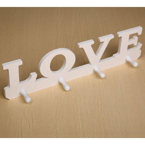 4 Hooks White LOVE Hook Hanger Vintage Clothes Robe Hat Towel Bag Wall Hanger Key Holder