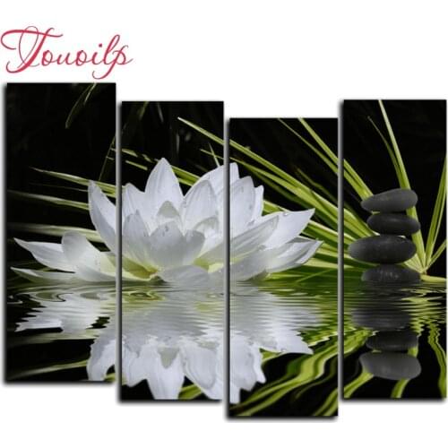 4pcs,Full,square&round Diamond Embroidery,Lotus stone 5d Diamond Painting,Cross Stitch,3D,Diamond Mosaic,diamond pattern,Crafts