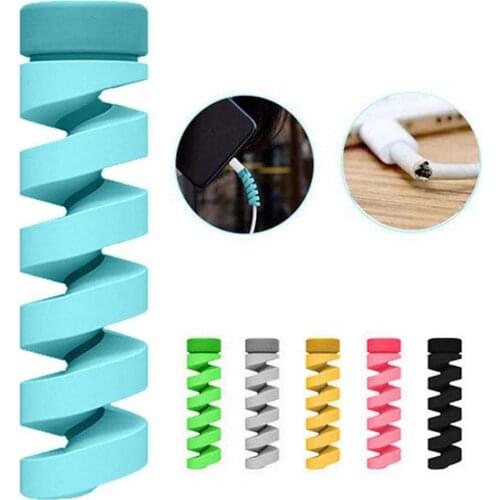 4Pcs Charging Cable Protector Clips Anti-tangle Flexible Durable Spiral Charging Cord Winder