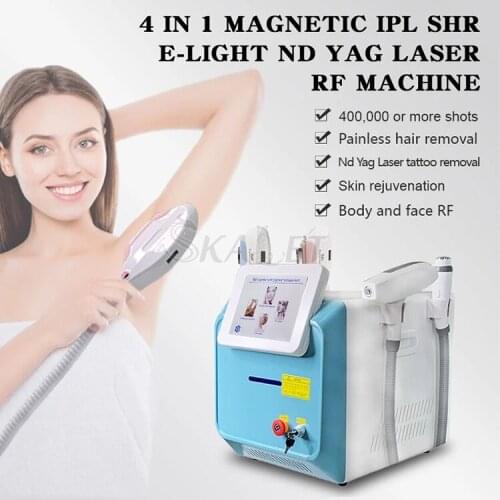 3/4 Handle Functional Hair Removal OPT IPL SHR ND YAG Laser Tattoo Remove RF Wrinkle Removal Machine Pigmentations Treatment