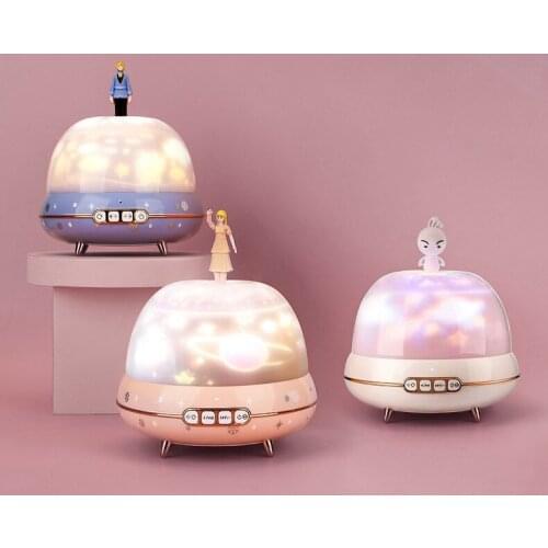 Wireless Bluetooth Speaker 5.0 Portable Mini Noise Reduction Starry Sky Projection Lamp Music Box Projection 360 Broadcasting