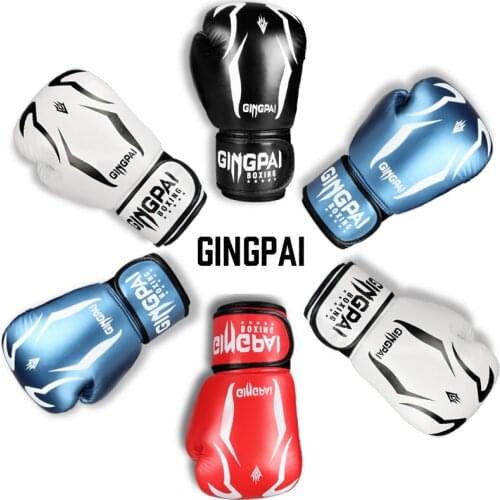 GINGPAI Mens Womens Boxing Gloves Leather Young Man MMA Muay Thai Sanda Gloves Professional Kids Boxing Gloves 6 8 10 12oz