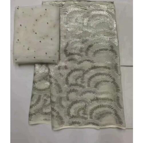 Bronzing Gold Dubai silk fabric african lace fabric 2021 high quality embroidery nigerian lace fabric with chiffon blouse 7yards