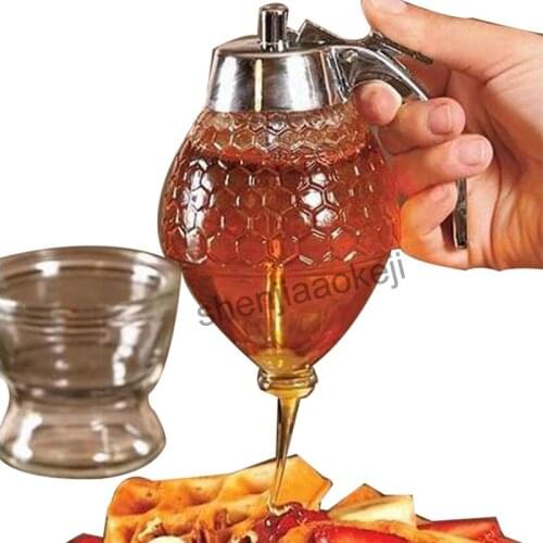 Household Honey Dispenser 200ML Container Cup Juice Syrup Kettle Kitchen Bee Drip Stand Holder Portable Storage Pot 1pc