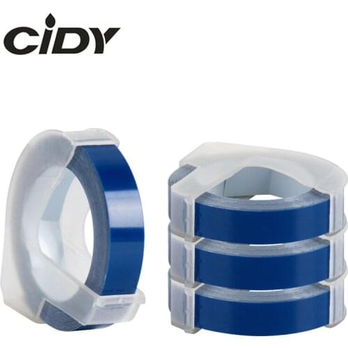 CIDY 4pcs Compatible DYMO 3D 9mm Blue Plastic Organizer Xpress Labels for Embossing Label Makers DYMO 1610/1575 motex E101