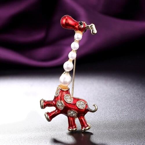 Zlxgirl jewelry cartoon fashion imitataion pearl deer animal Brooches Kids Lady Corsage Clips For Suit Scarf Dress Decoration