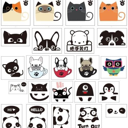 DIY Funny Cute Black Cat French BullDog Animals Switch Decal Wall Stickers Home Decals Bedroom Kids Room Light Parlor Decor