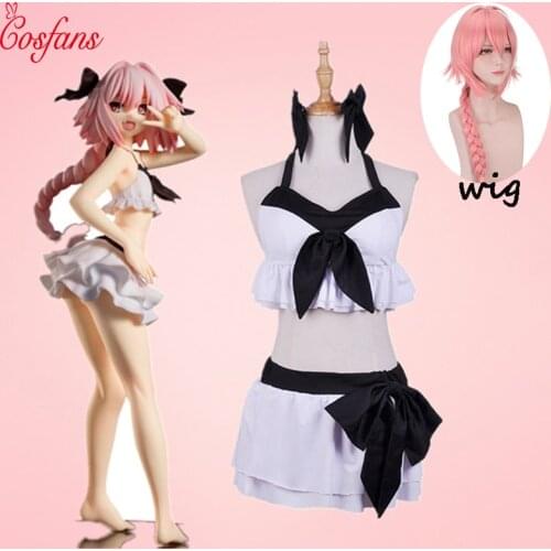 Fate Grand Order Apocrypha Astolfo Asutorufo Bikini Swimwear Bathing Suit Sukumizu Tops Skirts Outfit Anime Cosplay Costumes wig