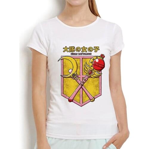 Kawaii sailor moon SAKURA Magic wand girls Battalion funny t shirt femme white short sleeve casual women tshirt cute streetwear