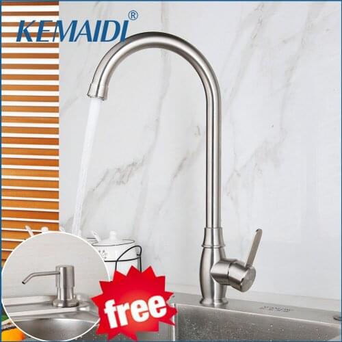 KEMAIDI Kitchen Faucet 360 Degree Rotation Free Soap Dispenser Curved Outlet Pipe Tap Basin kitchen Sink Faucet Water Mixer