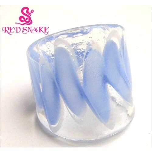 RED SNAKE Fashion Ring Handmade Floating Ribbons Translucent Murano Glass Ring No.E