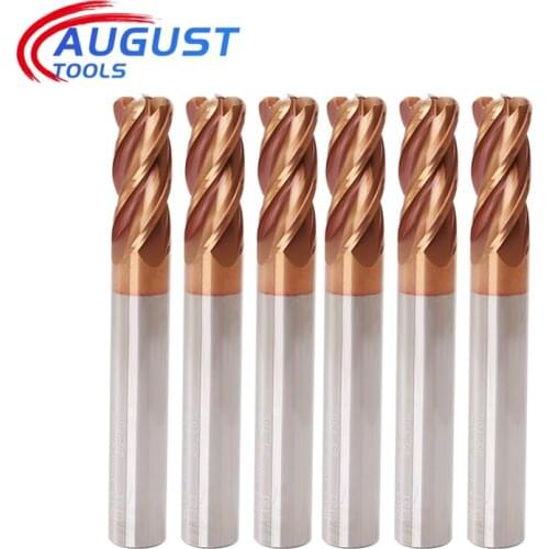 Augusttool Corner Radius End Mill CNC R Bull Nose Milling Cutter Tungsten Carbide Steel Metal Router Tool R0.5 R1 4Flutes