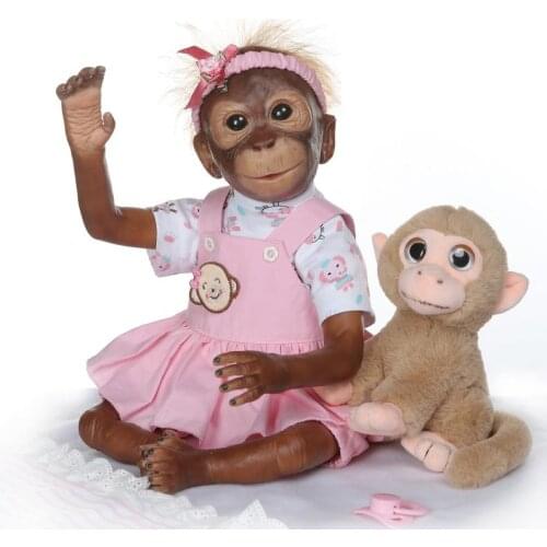 21inch 52CM 100% handmade Apes doll bebe reborn Monkey very soft silicone vinyl flexible Collectible art doll