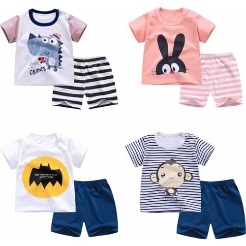 Summer girls clothing sets children clothing set cartoon toddler Tshirt+pant 2Pcs/set kids casual boys sport suits outfit
