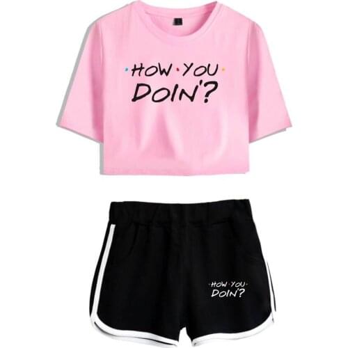 2020 Friends Fashion How You DOIN Summer Shorts and T-shirts Women Two Piece Sets Pop Crop Top Casual Clothing