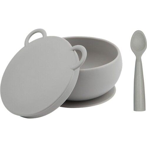 Oioi Nutrition Set 2li Gray Vacuum Bowl + Nam Nam Spoon