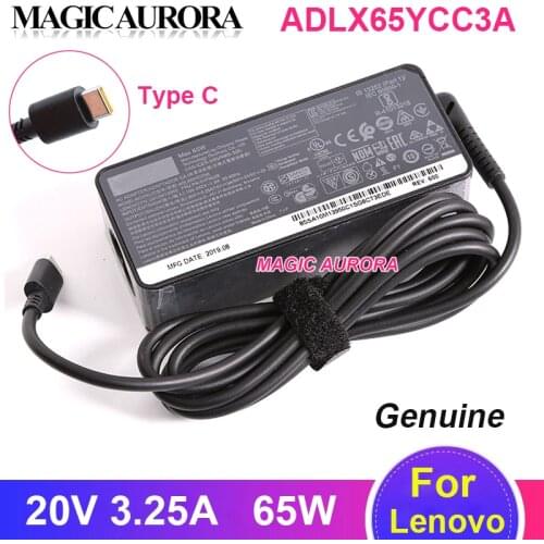 Genuine 65W 20V 3.25A AC Adapter Charger ADLX65YCC3A Power Supply For Lenovo ThinkPad X1 T480 T580 X280 ADLX65YDC2A ADLX65YCC2A