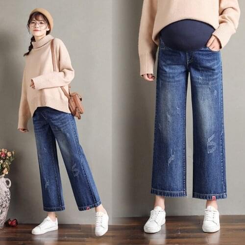 Autumn Winter Maternity Pants Pregnant Women Clothes Adjustable Waist Pregnancy Jeans Pants Denim Belly Jeans Trousers Plus Size