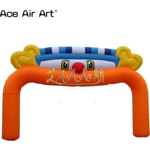 Custom lovely inflatable cartoon arch gate,giant 8mW head shape welcome arch for kids party and race event