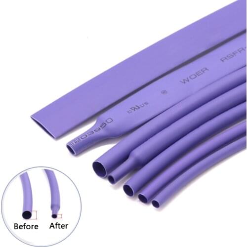 Purple Φ1mm- Φ50mm Heat Shrinkable Tube 2:1 Shrink Polyethylene Cable Wire Electrical Sleeving For Audio Headset Wire