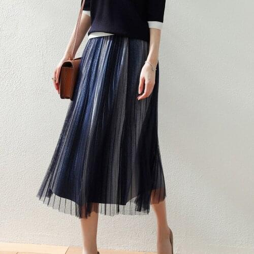 Low-key Real Beautiful 2020 Season Split Joint Gauze Shallot Gradual Change Color Long Fund Half-body