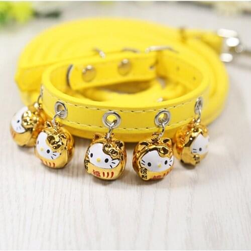 Dog Collar and Tow Rope Harness Supplies Harness Fashion Leash Cat Bells Lucky Cat Solid Color Pets