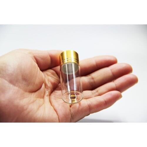 50cs 22*40mm 7ml Glass Bottles Jars with Aluminium Gold Screw Cap Empty Perfume Essential oil liquid Bottles Wedding Decor Gift