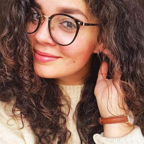 College Students Leopard Round Glasses Frame Clear Lens Fashion Optical Eyeglasses Frames Korean Eyewear Womens transparent