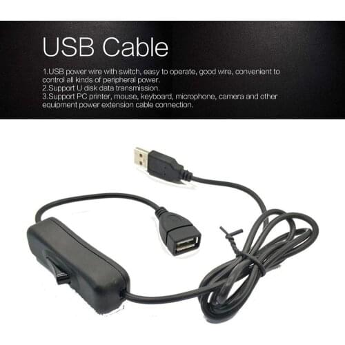 USB Male to Female Extension Cable With Switch 1M Power Line 4-core 28AWG Pure Copper Wire Support U disk data transmission