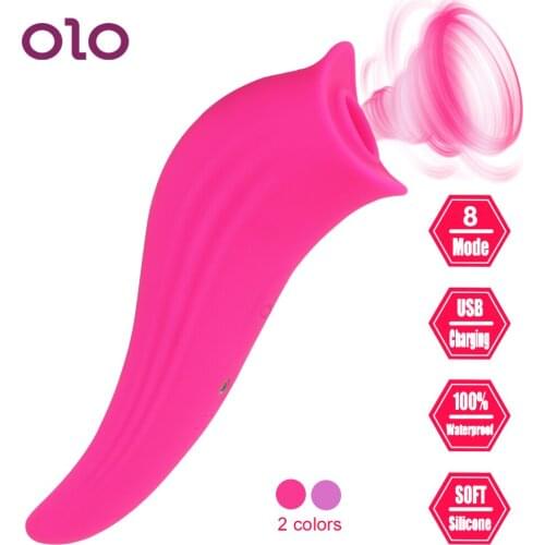 OLO Nipple Tongue Sucker Vibrating Erotic Sex Masturbator Toys Vagina Clitoris Stimulator 8 Speeds Sucking Vibrator for Women
