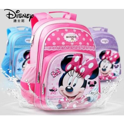 Disney Genuine Minnie Mouse Girls' Backpack Childrens Fashion Students Schoolbag Waterproof New Handbag