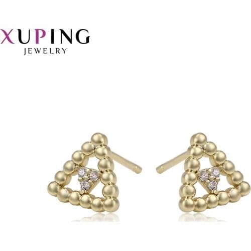 Xuping Jewelry Simple Small Triangular Light Gold-color Plated Earrings Studs for Women Gifts 94405