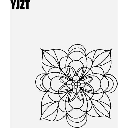 YJZT 16.4CM*16.7CM Creative Design Flowers Car Sticker Vinyl Decal Black/Silver C23-0740