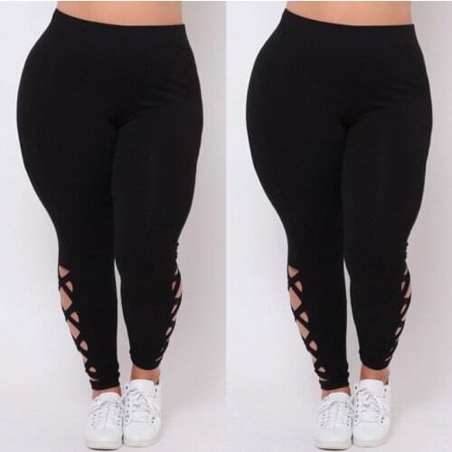 New Women Plus Size Yoga Pants L XL 2X 3X Black Criss-Cross Soft Comfort Skinny Running Sports Leggings Womens Elastic Leggings