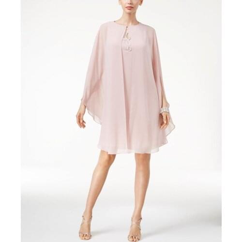 Pink Chiffon Sleeveless Beaded Plus Size Short Mothers Dress With Wraps Prom Gowns vestido novia Mother Of The Bride Dresses