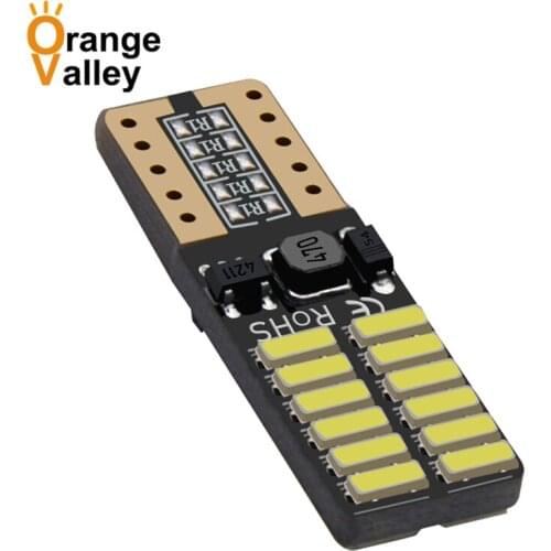 100Pcs Super Bright T10 W5W 24 LED 4014 SMD Car Led Wedge Light Marker Side Dome Interior Lamp Turn Reverse License Plate Bulb