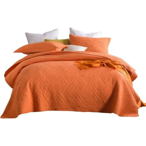 New orange Bedspread Cotton Bed Cover Super King Size 230x250cm Blanket Pillowcases 3pcs