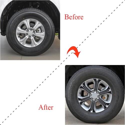 3D 4D Carbon Fiber Wheel Stickers DIY Pre-cut Protective Film For NISSAN NAVARA NP300 2016-2018 16" Wheel Rims Wrap Decal Vinyl