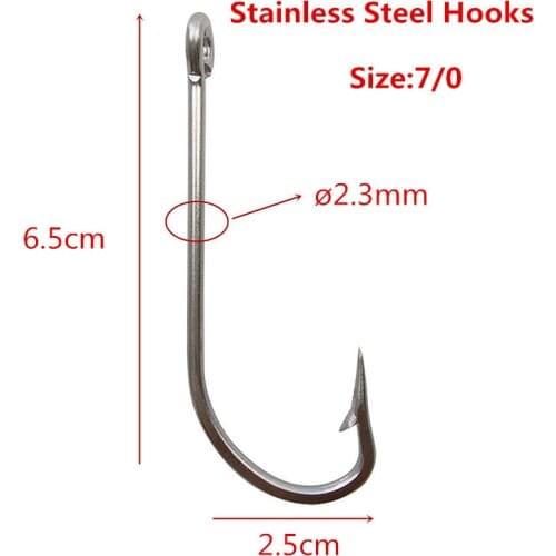 Lot 50pcs 34007 Fishing Hooks Stainless Steel Ocean Big Sharpened OShaughnessy Offshore Fish Hook Tackle Size 7/0