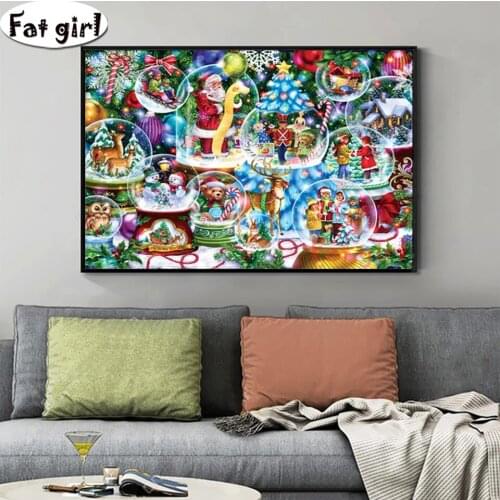 Diamond Painting Snow Crystal Glass ball Full Square Round Drill 3D Embroidery Mosaic Cross Stitch Rhinestone Home Decor
