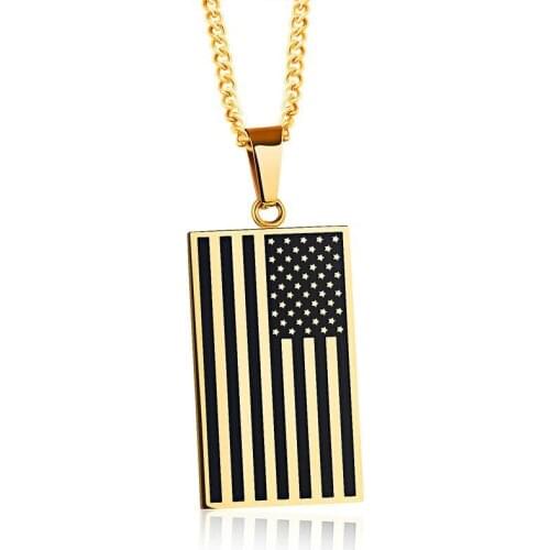 American Flag Pendant Necklace Mens Steampunk Stainless Steel Accessories Fashion Gifts For The New Year Jewellery