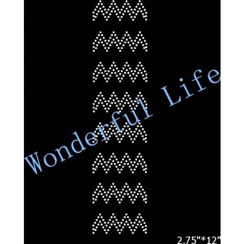 Free shipping Cheer bow strip chevron 2.75" x 12" stones Iron On bling transfer Trim applique
