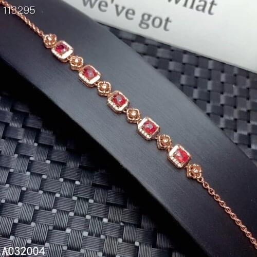 KJJEAXCMY Fine Jewelry 925 Sterling Silver inlaid gemstone ruby women hand bracelet lovely support detection