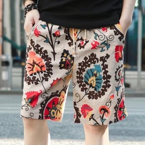 EL BARCO Summer Quick Dry Men Board Shorts Colorful Flower Print Male Beach Shorts Knee-Length Casual Trousers Size M-3XL