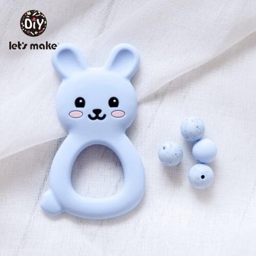 Lets make Silicone Teethers Food Grade LaTeX Free DIY Teething Necklace 1pc Single Loaded Cartoon Rabbit Tooth Care Products